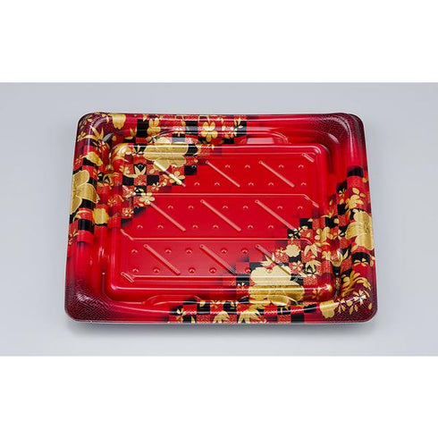 【蓋付き】SFうま皿34(花雅赤) 【本体600枚・蓋600枚セット】